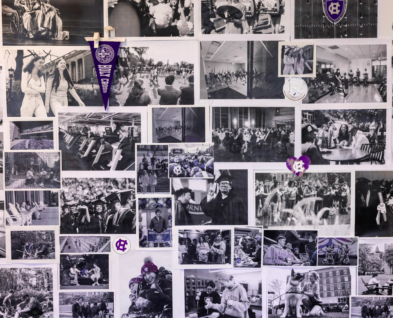 A collage of images of students enjoying Holy Cross together