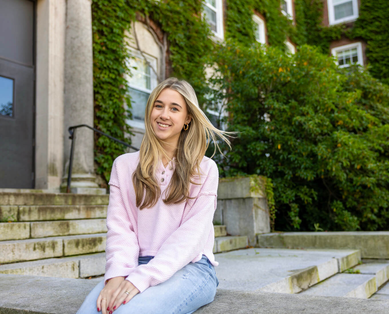 Girl sitting on steps