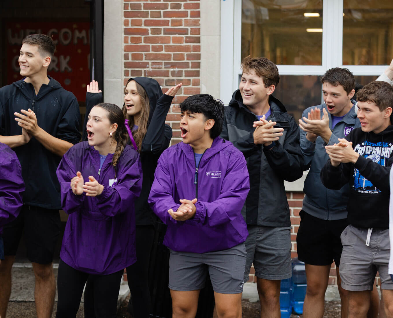 Group of Holy Cross students cheering