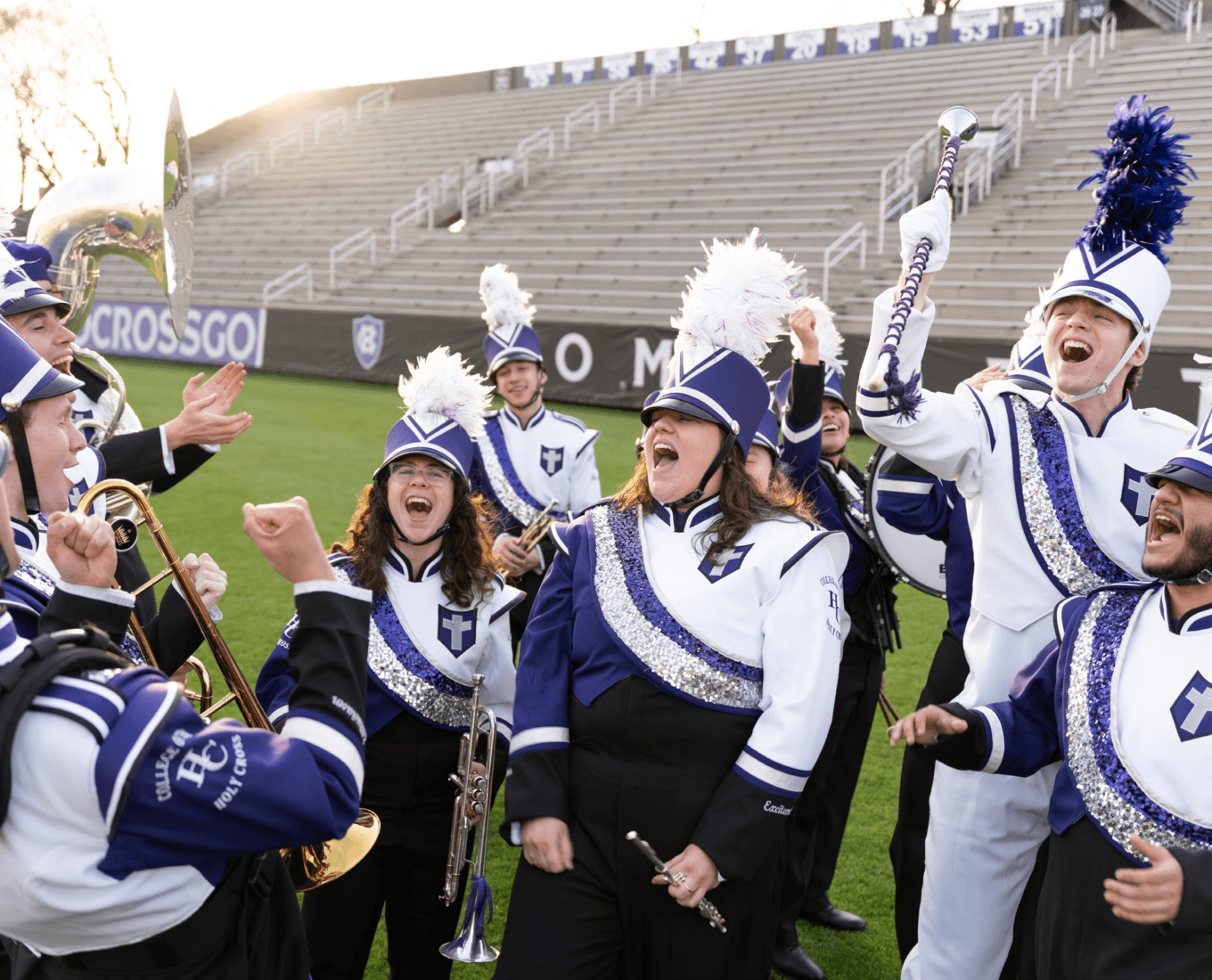 Band members cheering