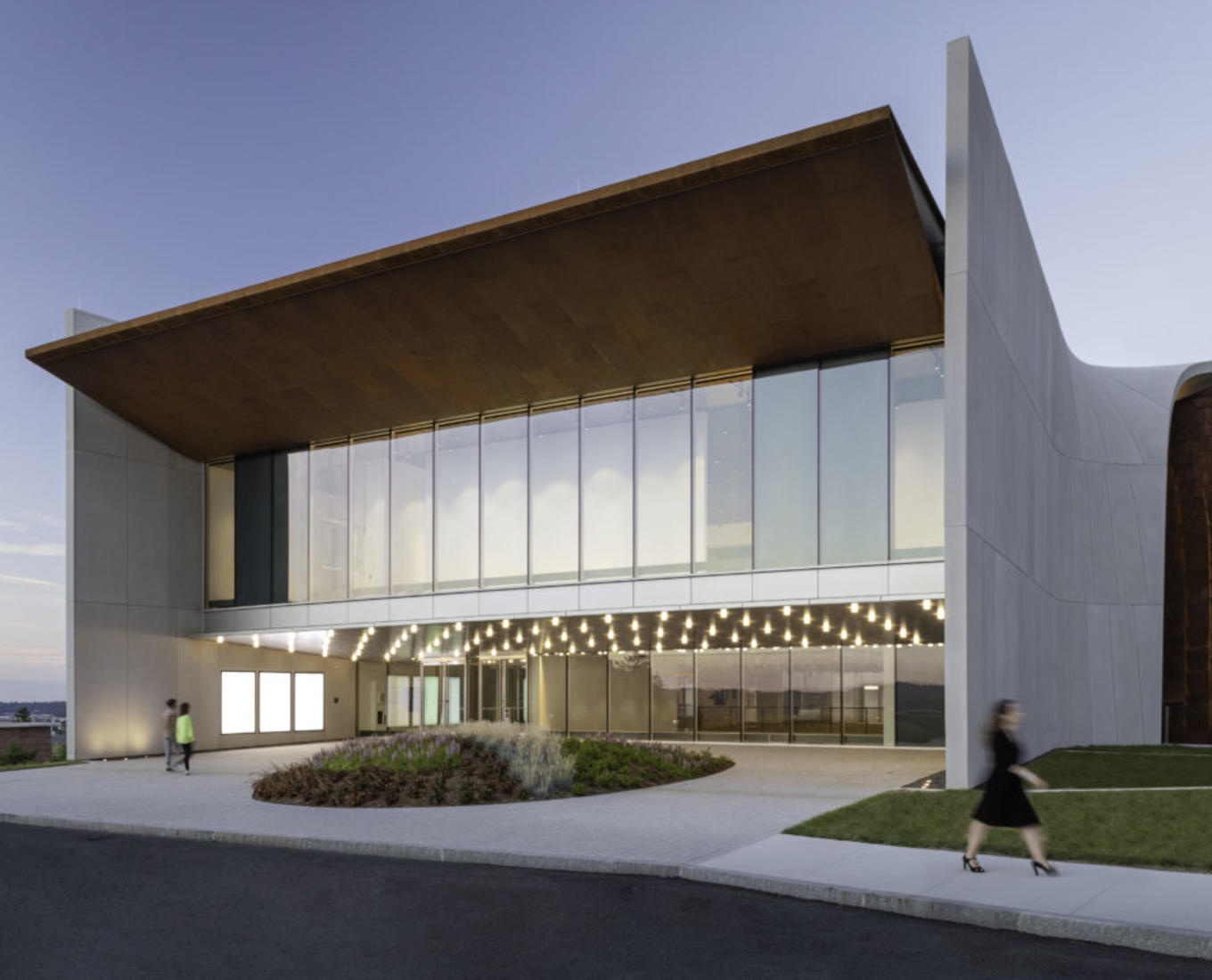 Prior Performing Arts Center at the College of the Holy Cross. Public entry with view into Cantor Art Gallery. Photo by Brett Beyer