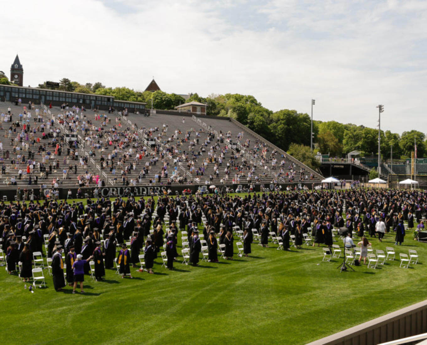 wide angle shot of commencement. Photo by Matt Wright