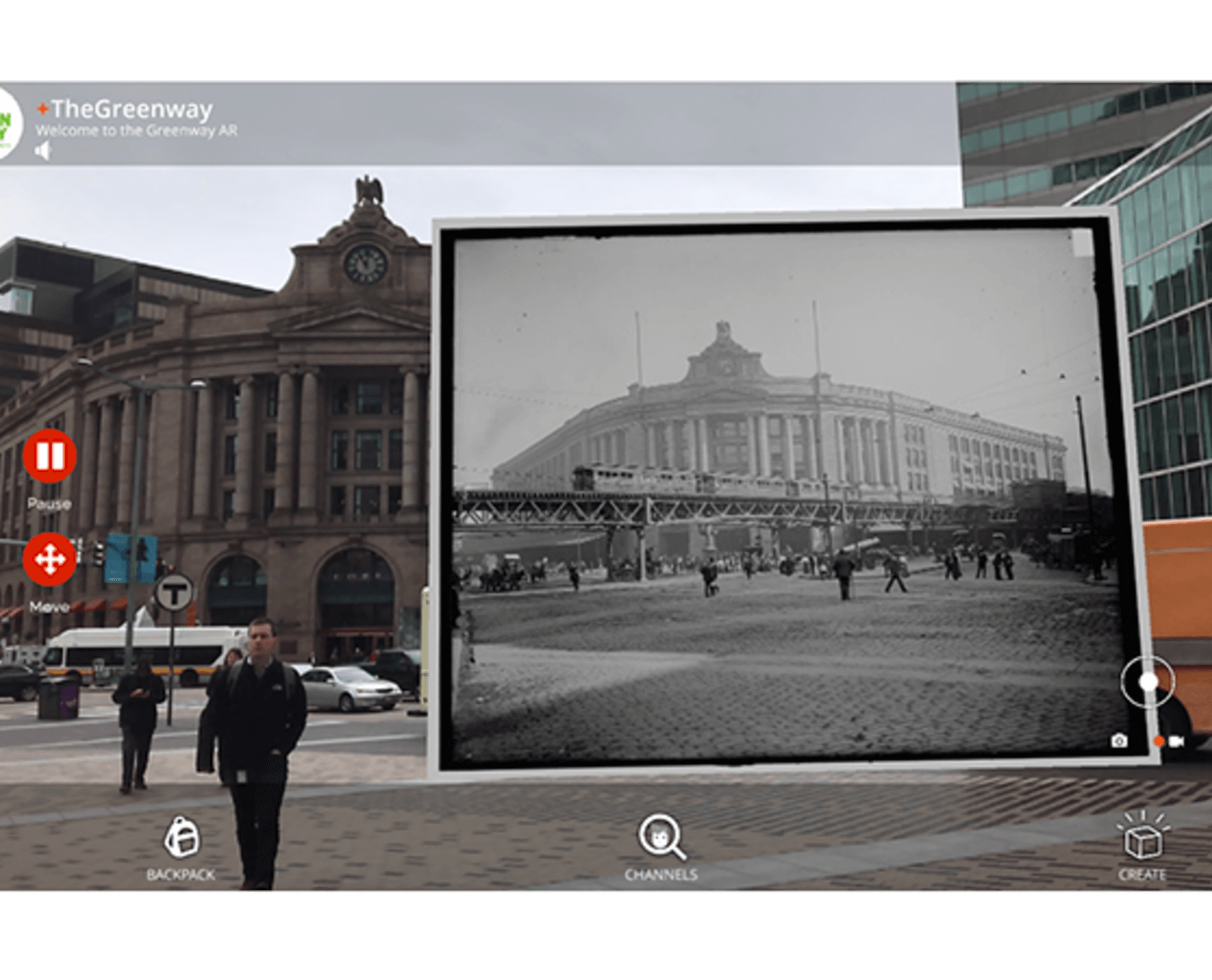 The new art project at the Rose Kennedy Greenway uses augmented reality. Photo courtesy of Amy Finstein, visiting assistant professor of visual arts at Holy Cross.