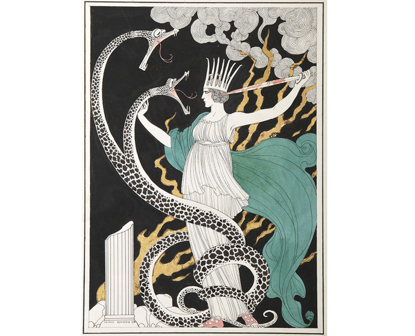 Georges Barbier, from the Fatherless Children of France catalogue, 1918, Archives and Distinctive Collections, College of the Holy Cross. Photo by John Buckingham.