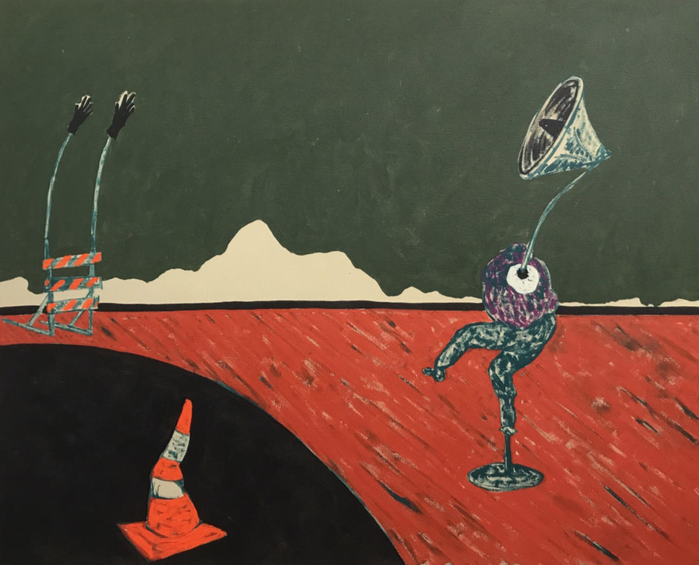 Simphiwe Ndzube, Untitled (Staging), 2017, Acrylic on linen, 36” x 28”