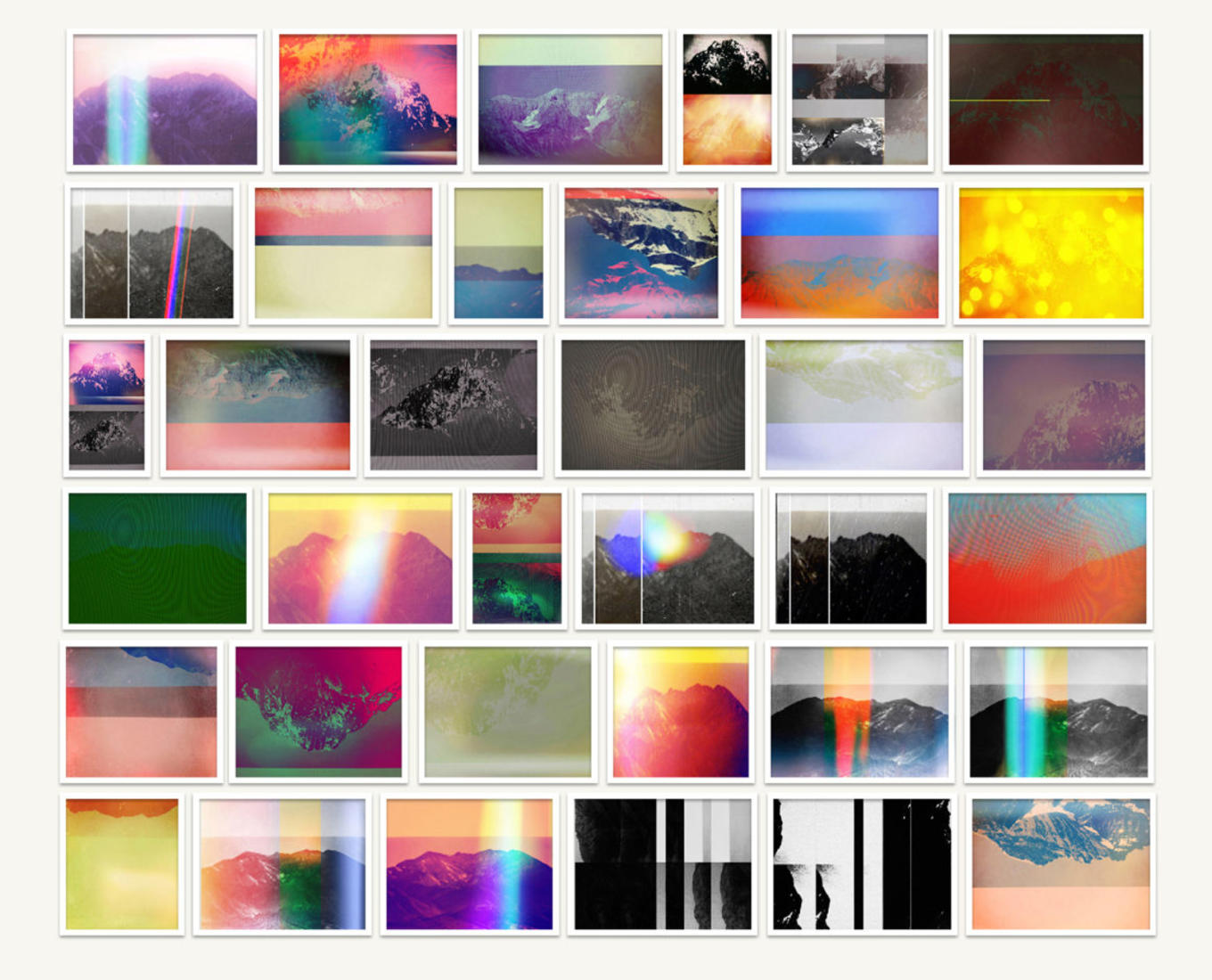 Penelope Umbrico (American, 1957), "Range Installation," 2014, 36 pigment prints, edition 2/3