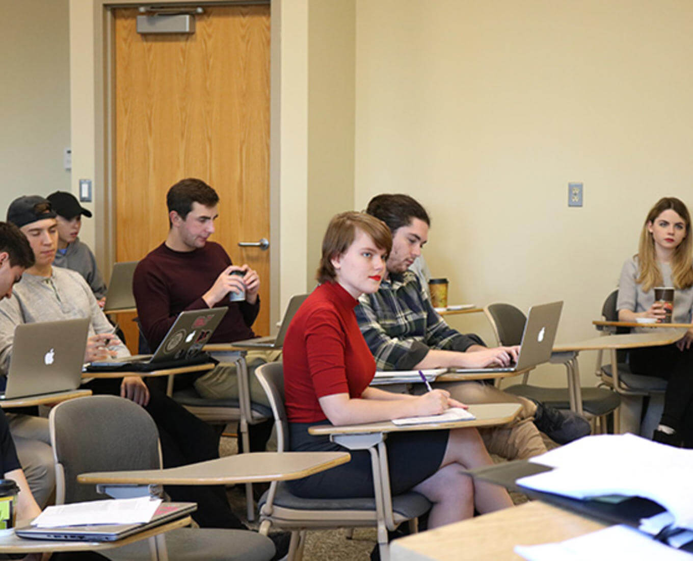 Clara Gibson '21 is pictured here attending a visual arts class. Photo by Rebecca Blackwell