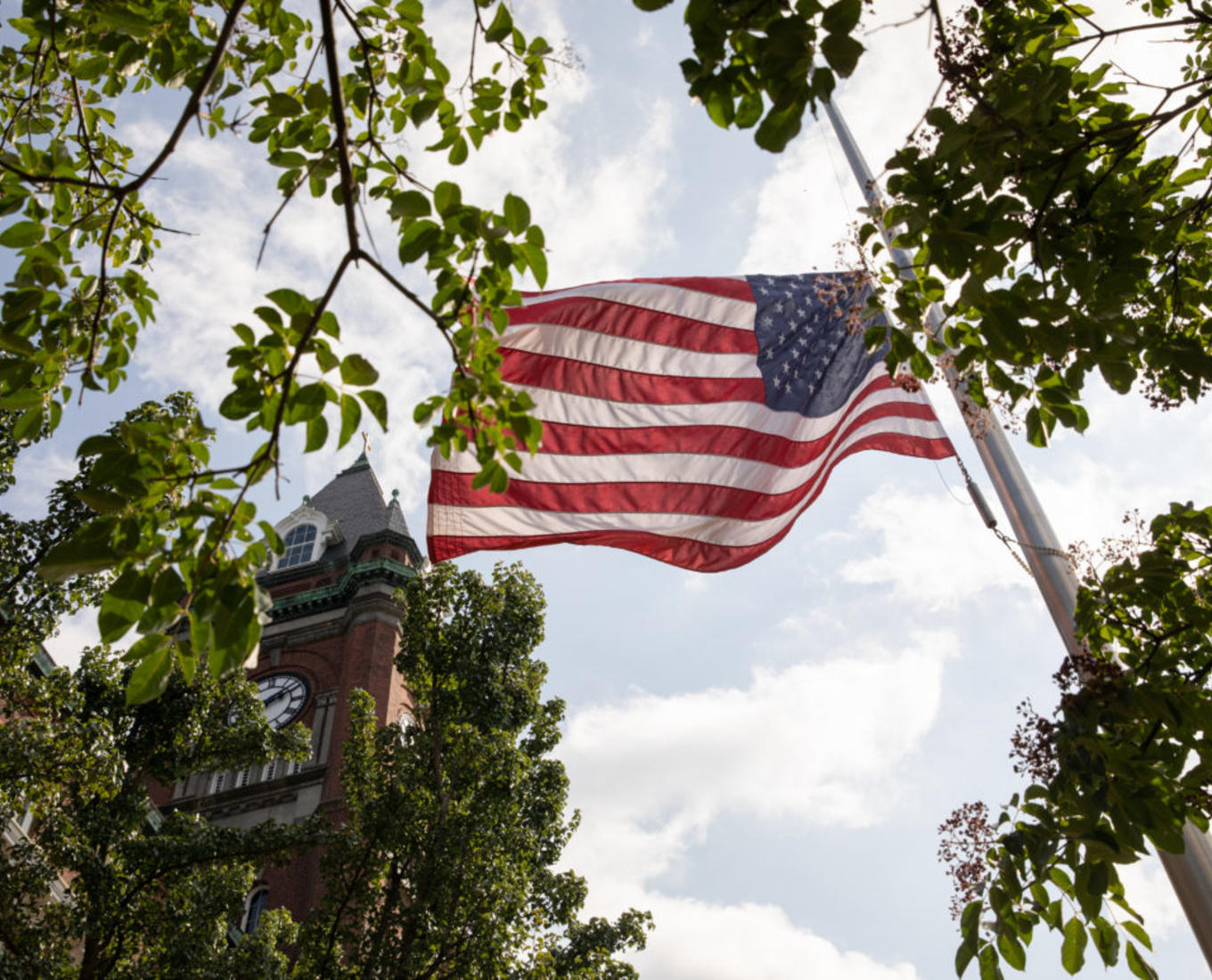 The American flag on the Holy Cross campus. Photo by Avanell Chang