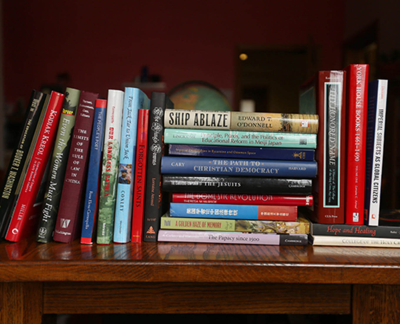 Books published by members of the History Department. Photo by Tom Rettig