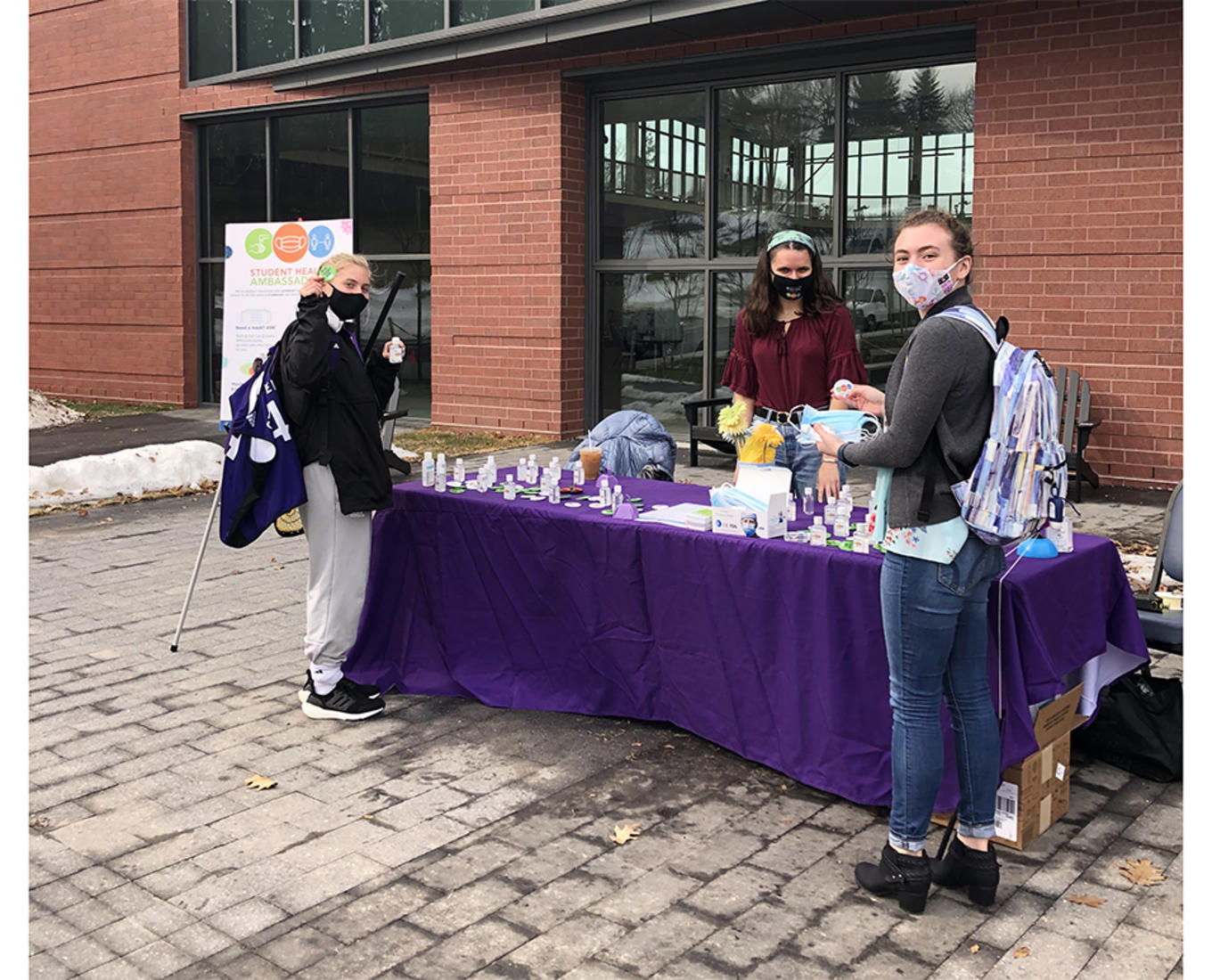 Student Health Ambassadors set up in front of the Jo.