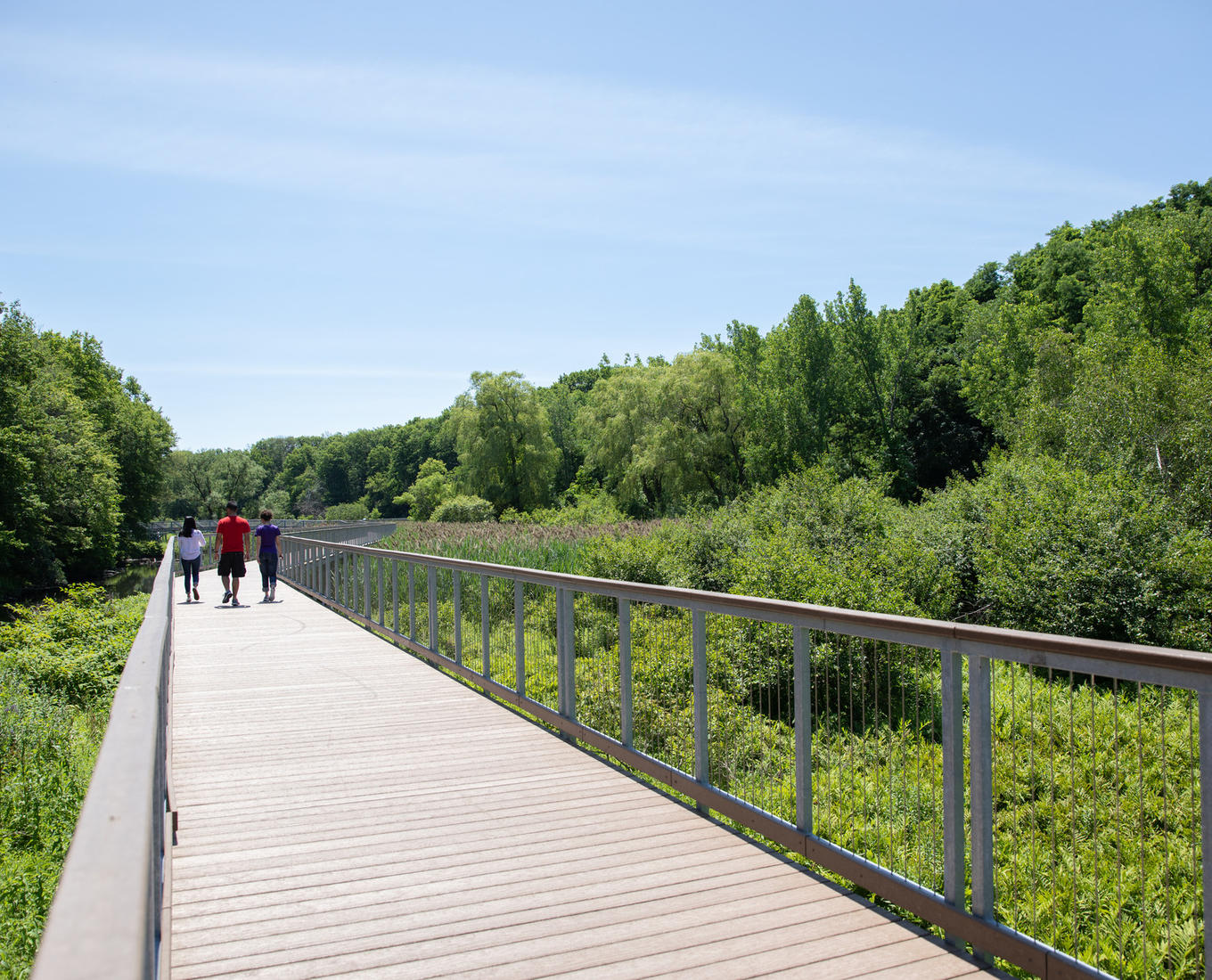a walkway crosses the Blackstone Gateway Park