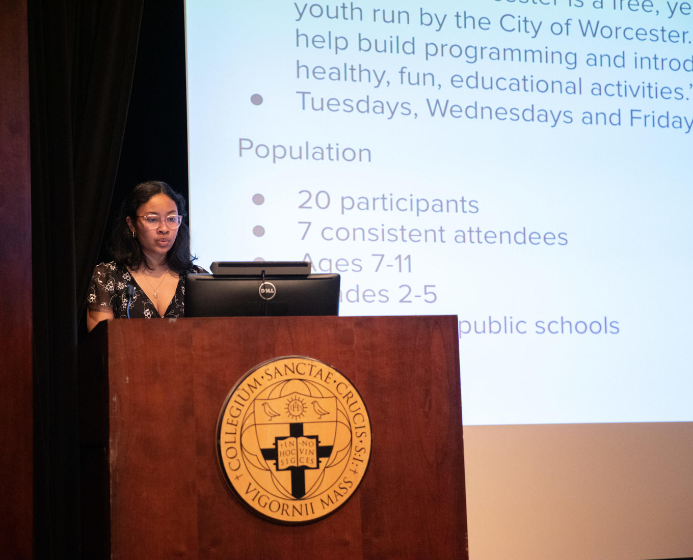 Maia Lee-Chin, the 2020-2021 Fenwick Scholar, presents at Academic Conference.