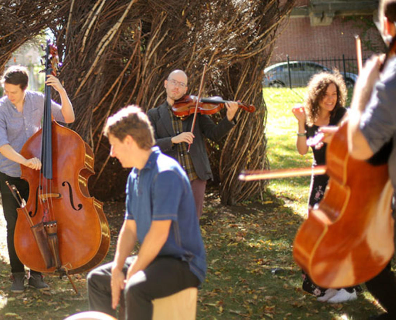 Yo-Yo Ma's Silkroad Ensemble preforms pop-up performances around campus.