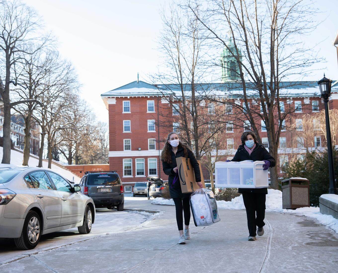 Move-in for the spring semester at Holy Cross. Photos by Avanell Chang.