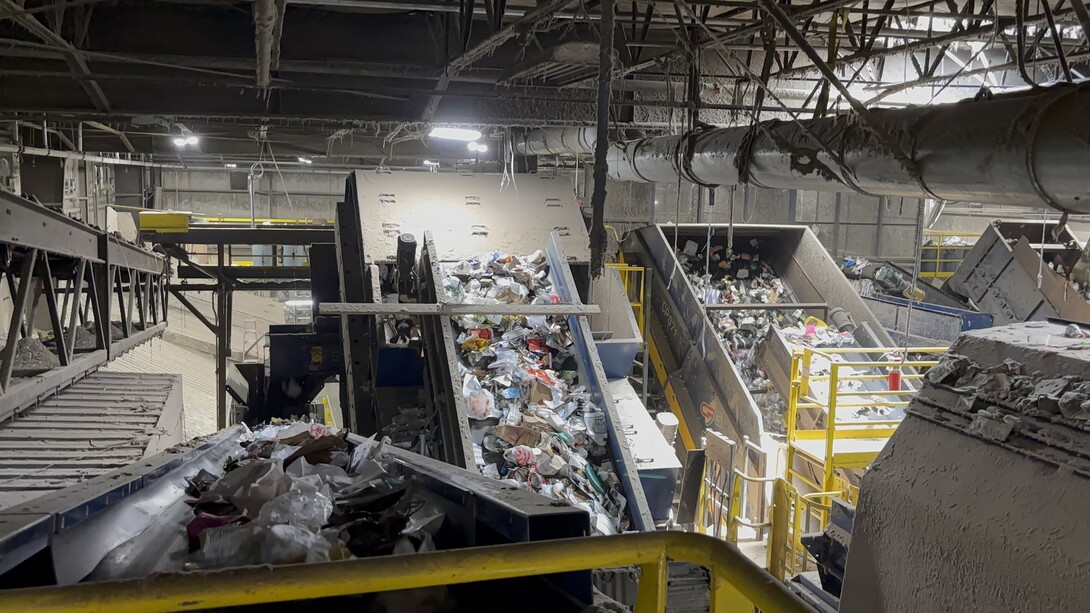 Inside recycling plant